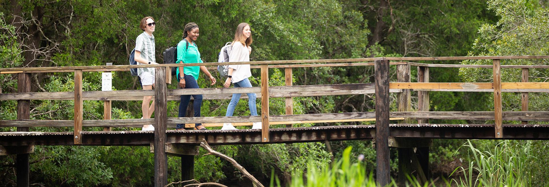 uwf students on the edward ball nature trail